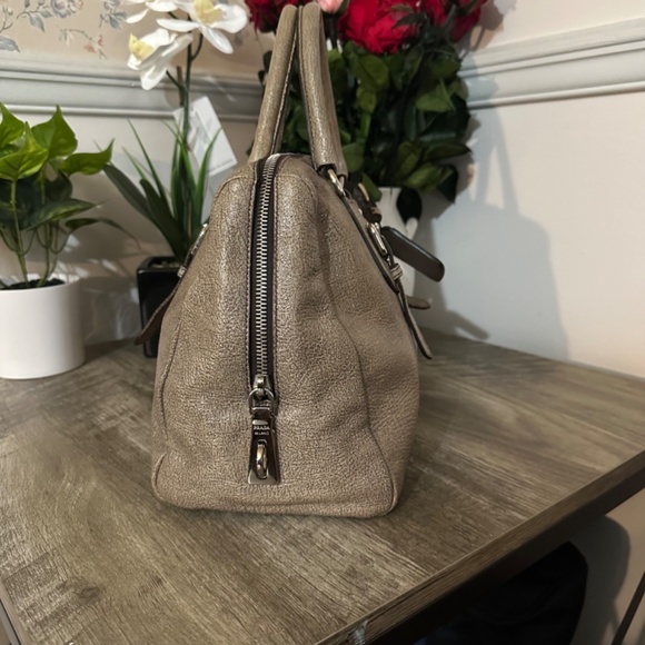 Authentic Prada Brown Cervo Lux Nudo Sparkle Leather Boston Bag. - Picture 4 of 16